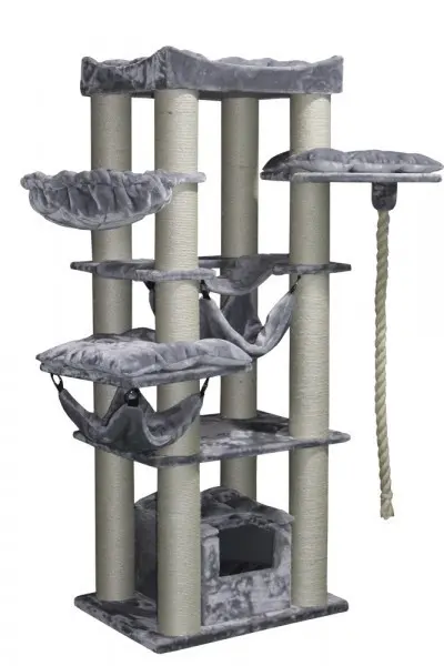 Katzen Kratzbaum "Rubi" grau 197cm Spielplatz Beschäftigung Katzenbett Katze