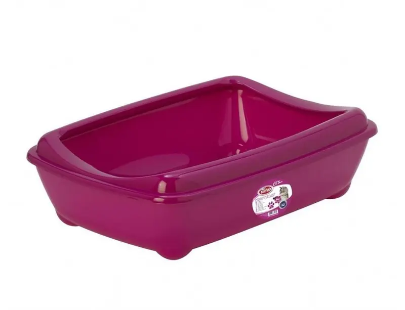 Katzen Kunststoff Toilette 42cm Gr. M Pink mit Rand - Katzentoilette Katze