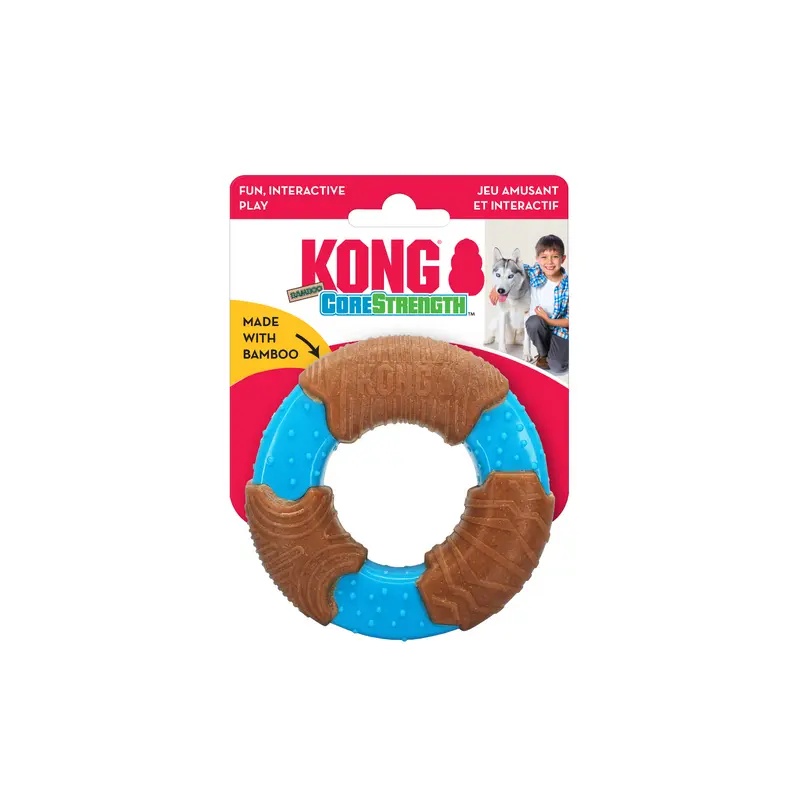 KONG CoreStrength Bamboo Ring 9,5cm Hund robustes Spielzeug mit Bambus Hunde