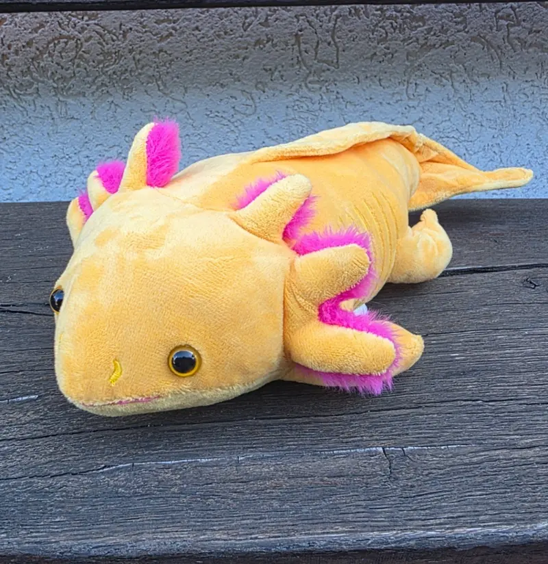 Kuscheltier Plushie "Axolotl" gelb-pink 42cm Aquarium Deko Plüschtier