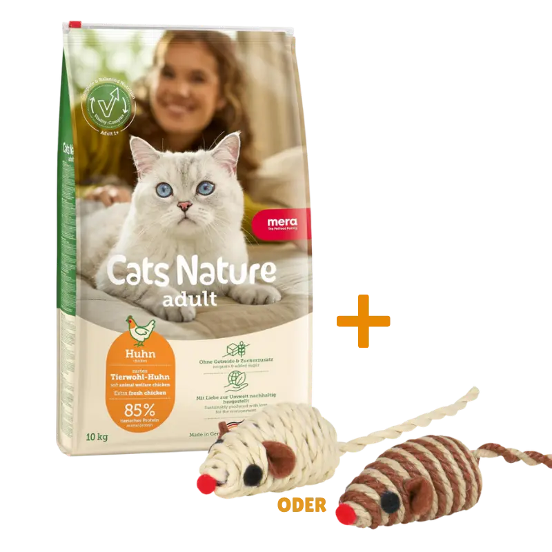 Mera Cat Nature Adult Huhn 10 kg + GRATIS TRIXIE Spielmaus