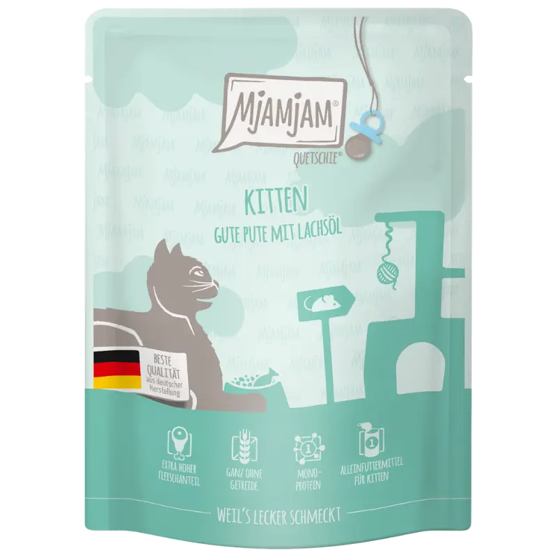 MjAMjAM Quetschie Kitten Pute mit Lachsöl 300 g