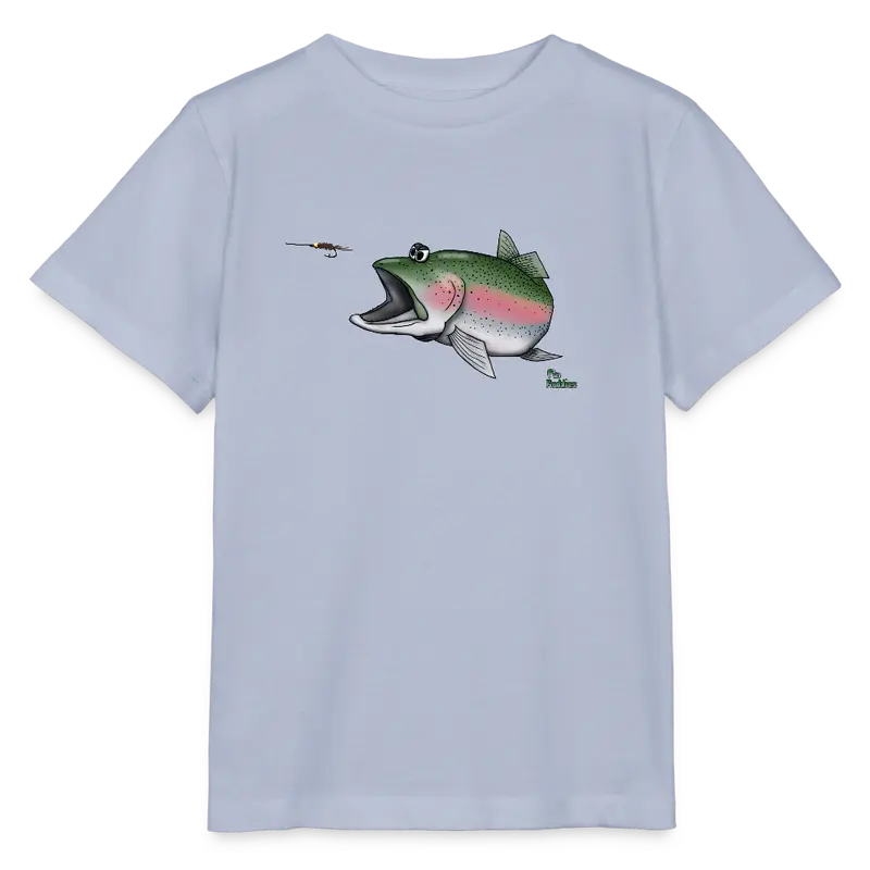 Regenbogenforelle auf Nymphenjagd - Kinder Bio-T-Shirt