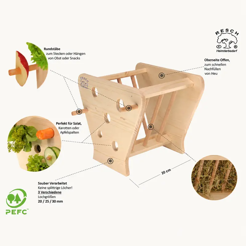 Resch Futterkrippe aus Fichtenholz – Heuraufe & Snackhalter