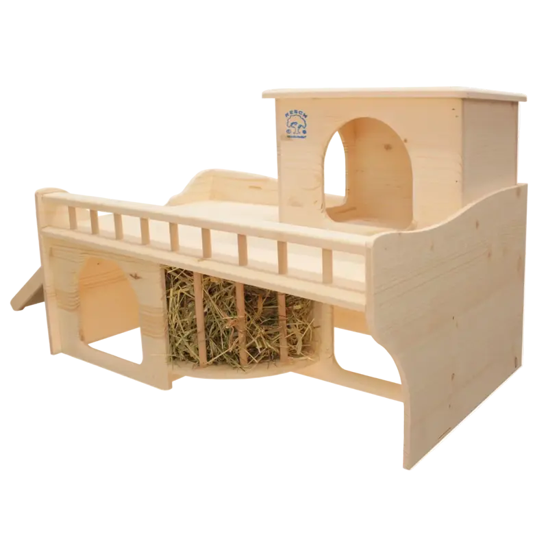 Resch Kaninchenhotel aus Holz mit Heuraufe & Dachterrasse