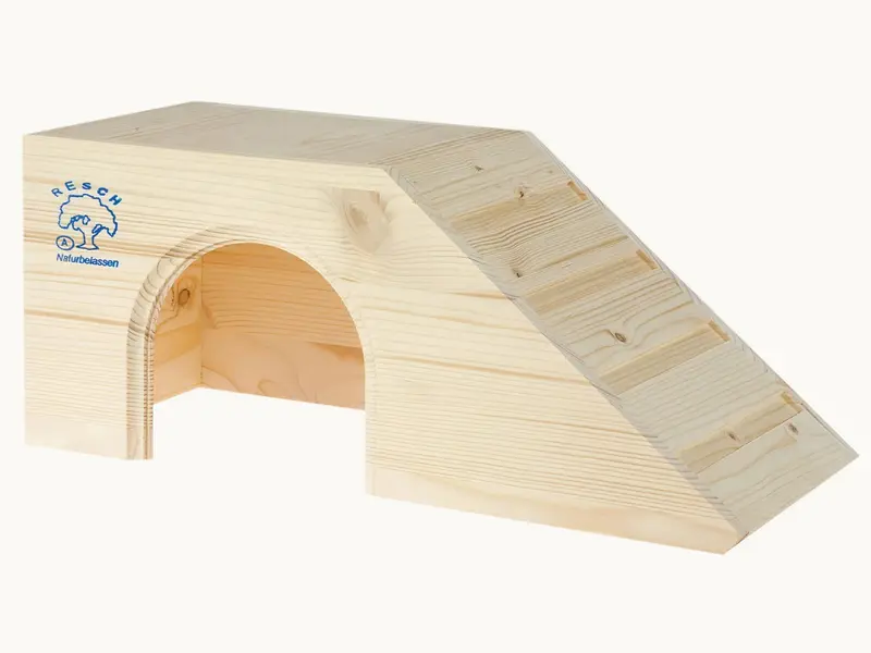 Resch Meerschweinchenhaus klein (Treppe rechts) aus Fichtenholz – Kletterhaus aus Holz