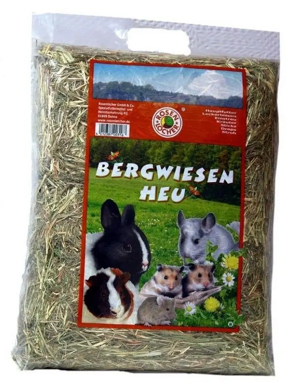 Rosenlöcher Bergwiesen Heu 30 Liter - Hauptfutter Futter Kleintiere Nager