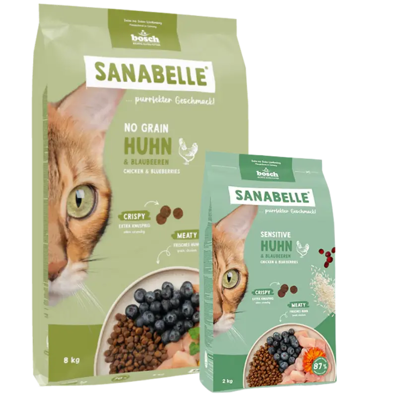 Sanabelle No Grain Huhn 8 kg + Sanabelle Sensitive Huhn 2 kg GRATIS