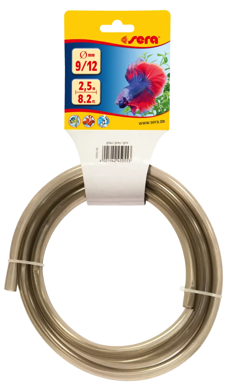 Sera 9/12mm Schlauch grau 2,5m - Aquariumschlauch für Filter und Pumpen TOP