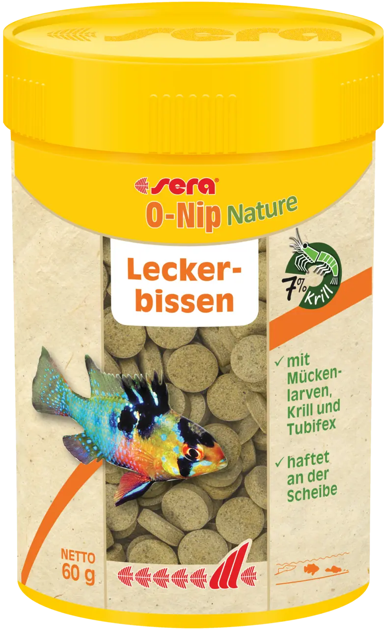 Sera O-nip Nature 100ml - 100 Hafttabletten für Zierfische als Scheiben Snack