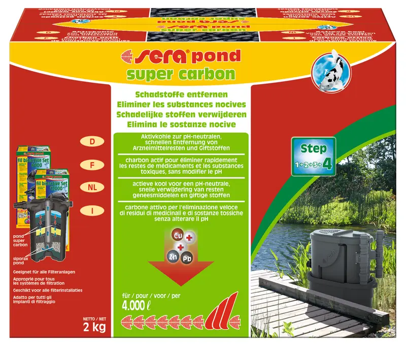 Sera pond super carbon 2kg - Schadstoffe entfernen Aktivkohle Gartenteich Teich