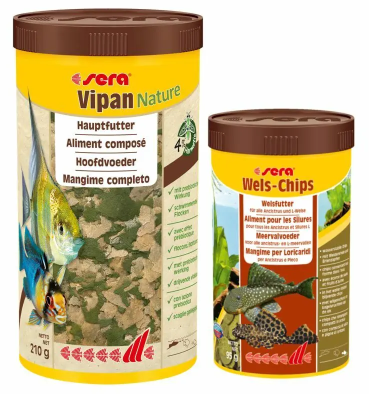 Sera Vipan Nature 1000ml + Sera Wels-Chips 250ml - Welstabletten Flockenfutter