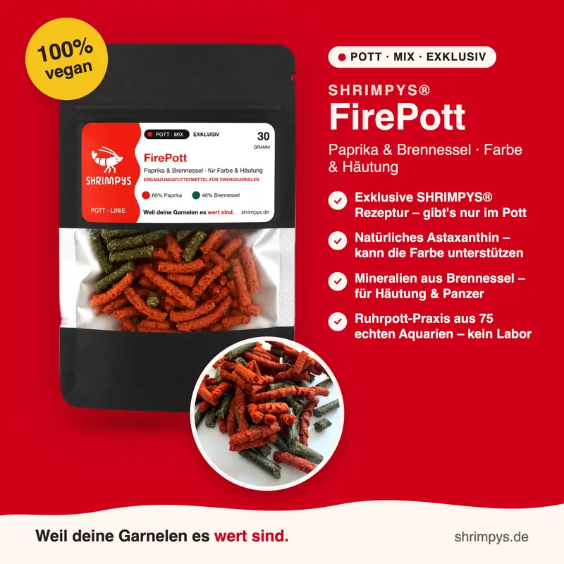 SHRIMPYS® FirePott – Paprika & Brennessel für Farbe & Häutung | 30g