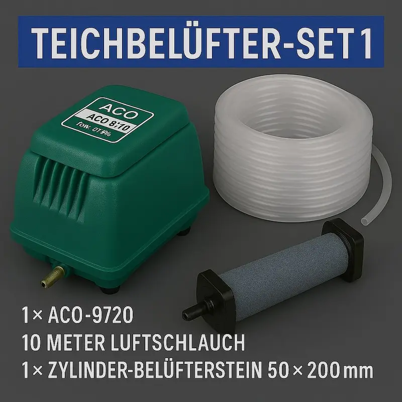 Teichbelüfter Set 1 ACO-9720 Zylinder Belüfterstein Schlauch