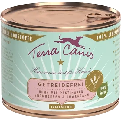 Terra Canis Menü Sensitive getreidefrei Huhn mit Pastinaken, Löwenzahn & Brombeeren 200 g