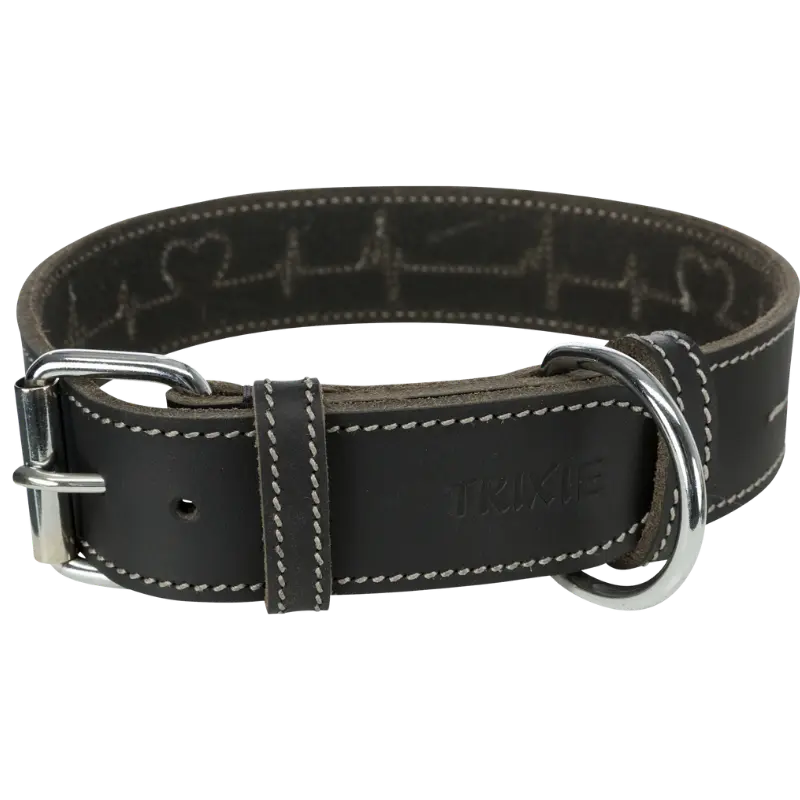 TRIXIE Rustic Fettleder-Halsband Heartbeat