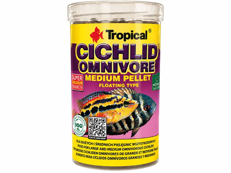 Tropical Cichlid Omnivore Medium Pellet | Buntbarschfutter 500ml