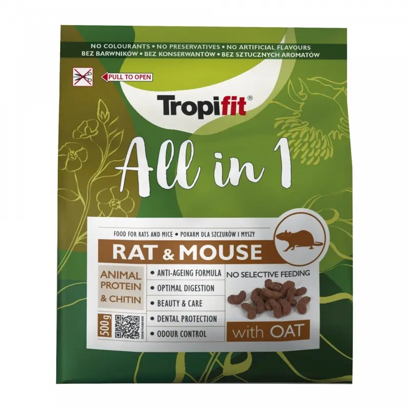 Tropifit All in 1 Rat & Mouse 500g - Futter für Ratten + Mäuse Nager Terrarium