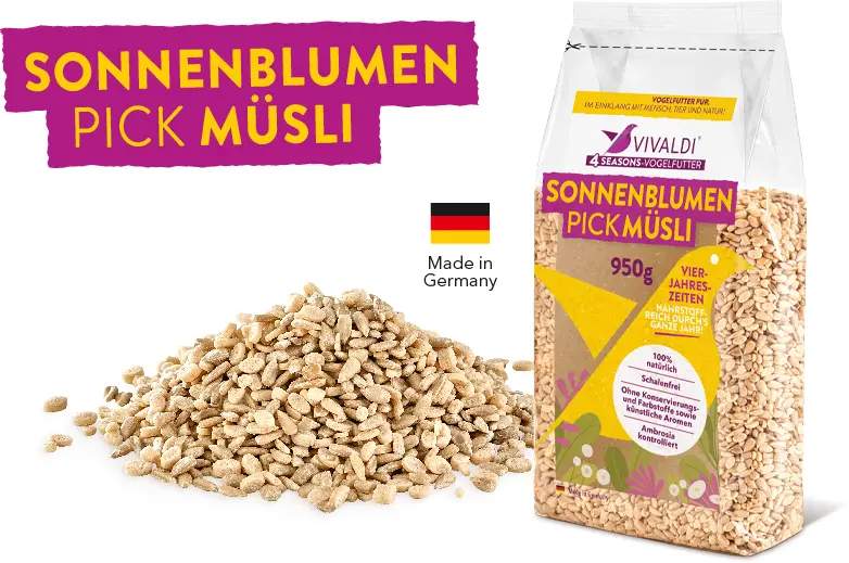 Vivaldi Sonnenblumenpick Müsli Schalenfrei 950g - Vogelfutter Sonnenblumen Vögel