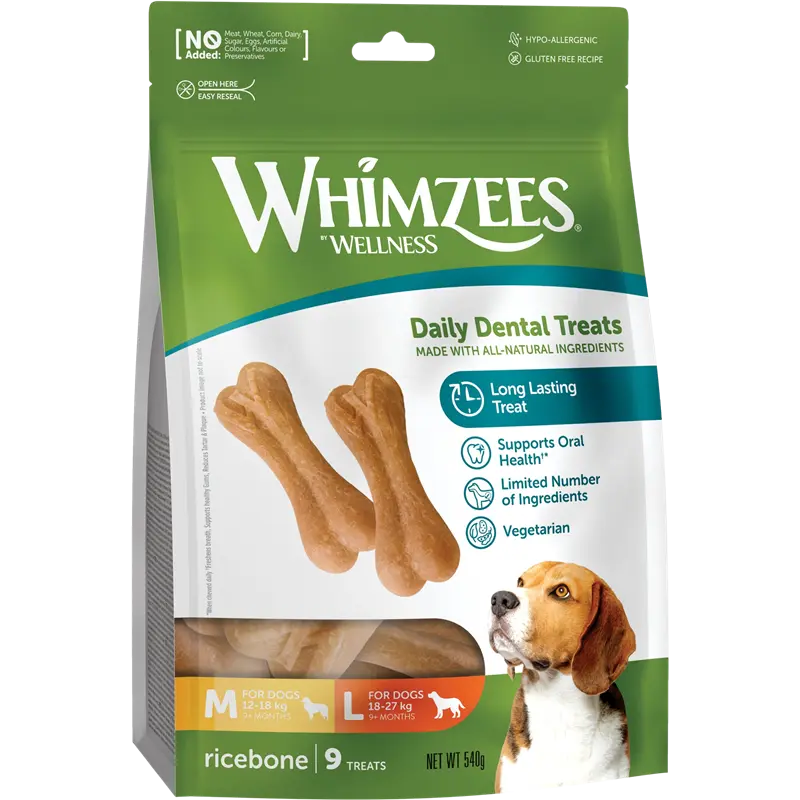 WHIMZEES Dog Snack Reisknochen M/L