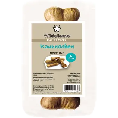 Wildsterne Kauknochen Hirsch pur 12 cm (60 g)