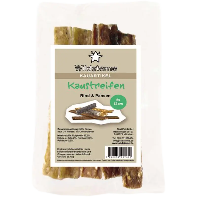 Wildsterne Kaustreifen Rind & Pansen 12 cm (40 g)