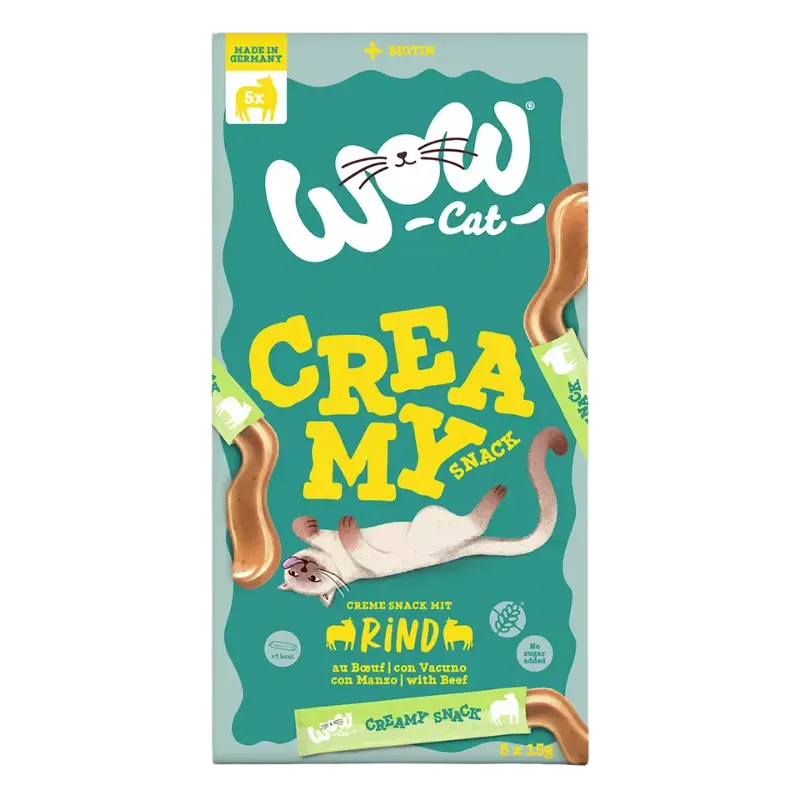 Wow Cat Creamy Snack mit Rind 5x15g