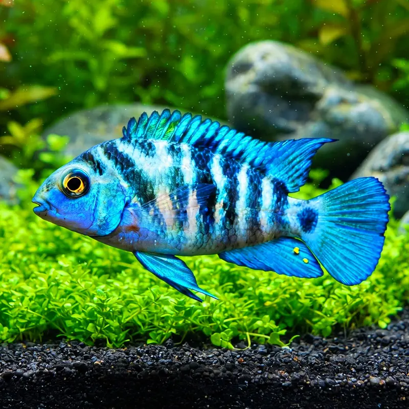 Zebrabuntbarsch "Honduras Red Point" (Cryptoheros nigrofasciatus Electric Blue)